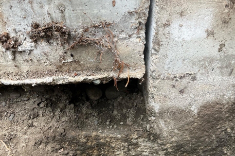 major separation between ground and home foundation