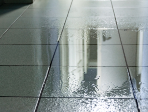 standing water on tile floor