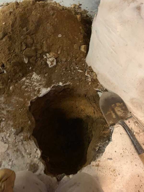 dug a hole in a foundation