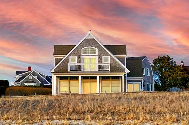 home at dusk in Cape Cod